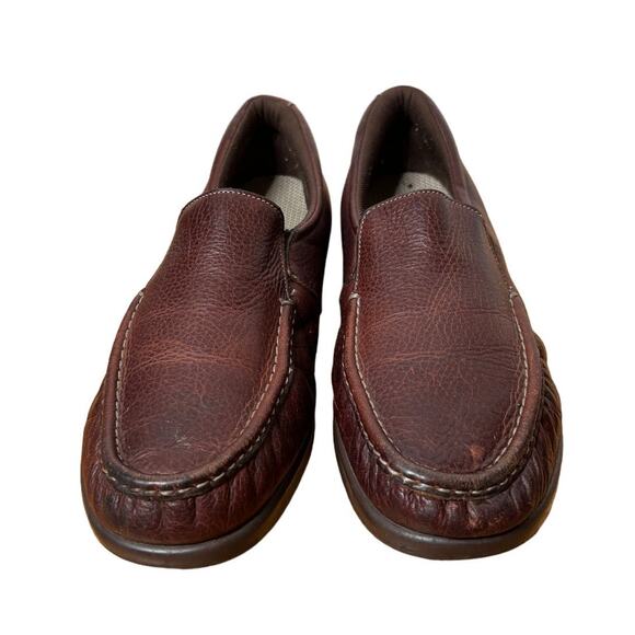 SAS 11 Side Gore Moc ToeLeather Slip On Loafers COMFORT WAlKing Shoe Brown - Picture 3 of 7